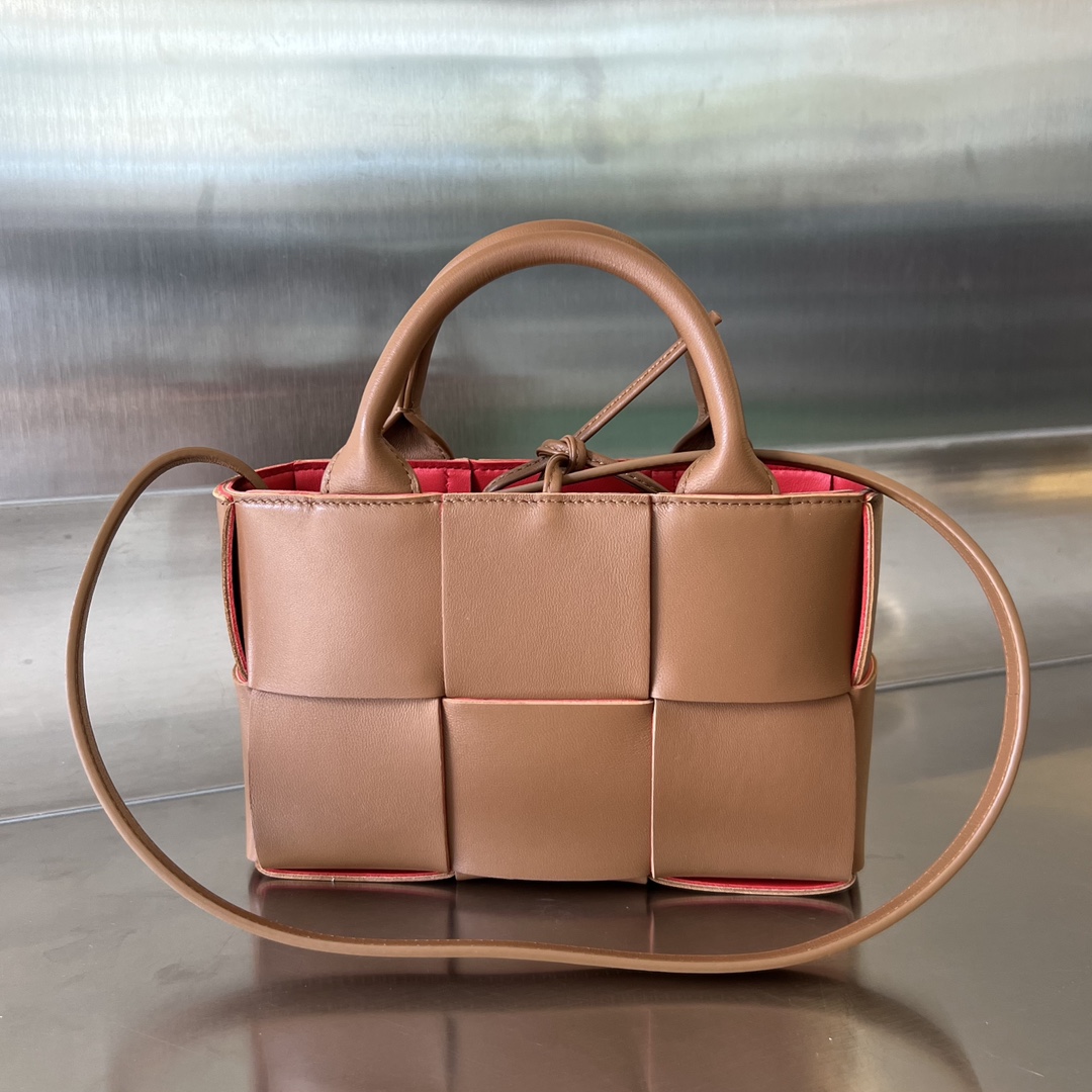 Micro Candy Arco Intreccio Leather Tote Bag Caramel